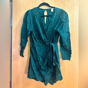 Animal print long sleeve romper